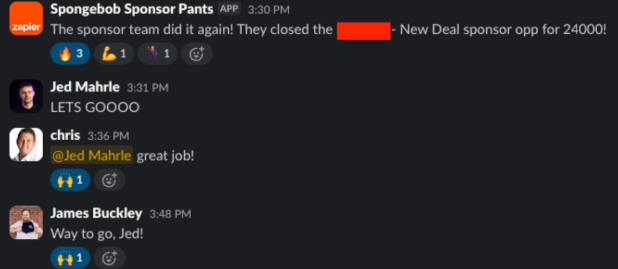 Sell Better $24K sponsorship deal closed (Slack alert)